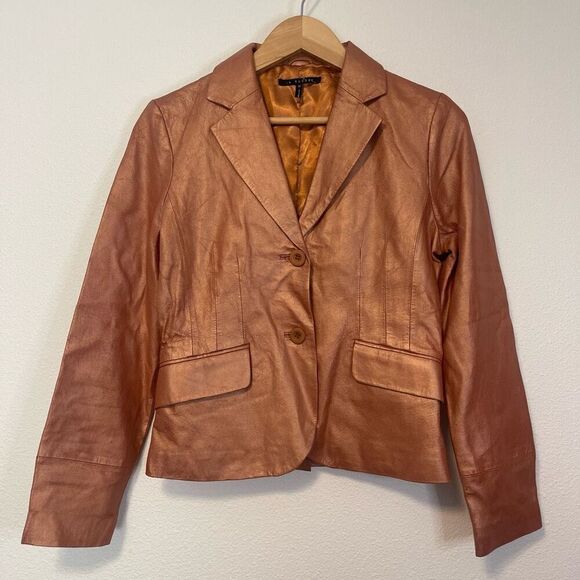 No Brand Jackets & Blazers - Vintage In Suede Metallic Cooper Leather Jacket Size Medium
